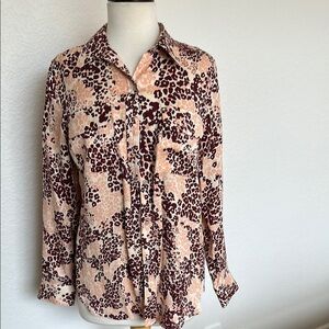 Equipment Leopard Print Silk Button-Up Blouse
